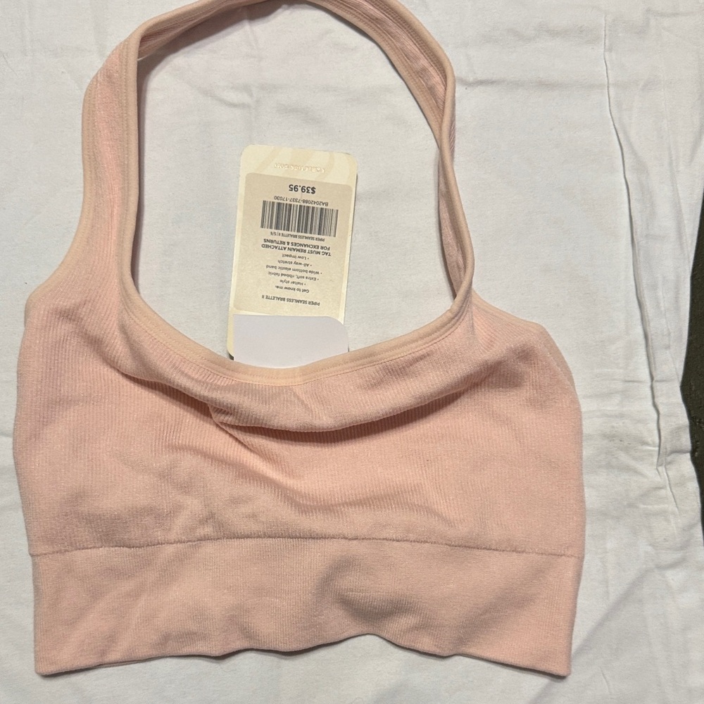 Fabletics Light Pink Ribbed Sports Bra